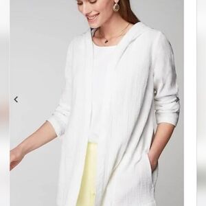 Fresh Produce Soft White Open Front Hooded Cardigan Women M/L